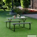 Custpromo Picnic Table and Bench set all Weather Resistant Outdoor Steel Frame Wood-like Texture Outdoor Dining Garden Patio Camping Tables (Black) - B07DZXWJS4