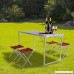 Dporticus Folding Picnic Table With 4 Chairs Adjustable Aluminum Table for Picnic Party Dining Indoor/Outdoor Use - B07BHJ7YPC
