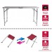 Dporticus Folding Picnic Table With 4 Chairs Adjustable Aluminum Table for Picnic Party Dining Indoor/Outdoor Use - B07BHJ7YPC