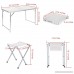 Finether Portable Folding Table Sturdy And Lightweight Steel Frame Legs 4 Adjustable Heights feet for Indoor/Outdoor Use Camping Picnic Party Dining White - B01EWA5XY6