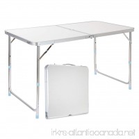 Finether Portable Folding Table Sturdy And Lightweight Steel Frame Legs  4 Adjustable Heights feet  for Indoor/Outdoor Use Camping Picnic  Party Dining  White - B01EWA5XY6