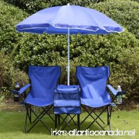 GHP Portable Folding Picnic Double Chair W/Umbrella  Table  Cooler Beach W Carrying Case - B01DOTJG4Y