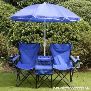 GHP Portable Folding Picnic Double Chair W/Umbrella Table Cooler Beach W Carrying Case - B01DOTJG4Y