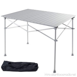 Giantex Portable Aluminum Folding Table Lightweight Outdoor Roll Up Camping Picnic Table with Storage Bag (40 L x 28 W) - B076GZ7S27