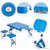 KARMAS PRODUCT Portable Folding Picnic Table with 4 Seats Bench Lightweight Indoor/Outdoor Camping Suitcase Table w/Umbrella Hole Blue - B07BJ1ZQL9