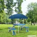 KARMAS PRODUCT Portable Folding Picnic Table with 4 Seats Bench Lightweight Indoor/Outdoor Camping Suitcase Table w/Umbrella Hole Blue - B07BJ1ZQL9