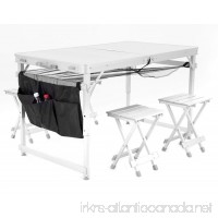 KLB Sport Aluminum Portable Folding Picnic Table w/ 4 Seats & Storage Net (silver) - B07228R1VP