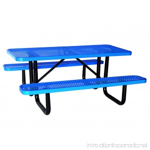 Lifeyard 72 Expanded Metal Mesh Commercial Blue Picnic Table with Attached Seats Rectangular(Blue) - B01M4RRDIY