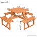 Merax Pine Wood Round Picnic Table and Benches Natural Yellow Stained Color - B01H1V9YK2