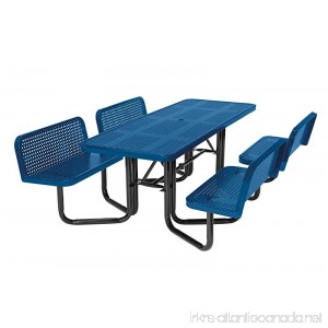 Suncast Commercial MPTPLC8101B Split Bench Metal Picnic Table Blue - B01KNDAL7K