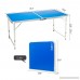 VINGLI Aluminum Folding Utility Table 47.2’’L x 23.6’ Portable Height Adjustable Multipurpose Maintaining & Camping Dining Picnic Table for Indoor or Outdoor Party & Activities Blue - B07DW4Q829