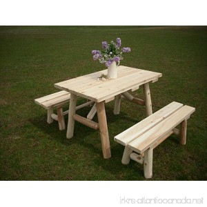 White Cedar Log Picnic Table with Detached Bench - 4 foot - B007Y7QJ2A