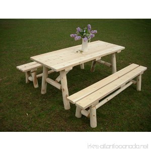 White Cedar Log Picnic Table with Detached Bench - 6 foot - B007Y7TN96