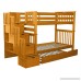 Bedz King Tall Stairway Bunk Beds Twin over Twin with 4 Drawers in the Steps and a Twin Trundle Honey - B00KI39ZMS