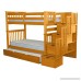 Bedz King Tall Stairway Bunk Beds Twin over Twin with 4 Drawers in the Steps and a Twin Trundle Honey - B00KI39ZMS