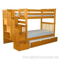 Bedz King Tall Stairway Bunk Beds Twin over Twin with 4 Drawers in the Steps and a Twin Trundle  Honey - B00KI39ZMS