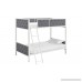 DHP Chesterfield Upholstered Linen Bunk Bed Twin Size - White Metal/Grey Upholstery - B019C6P10G