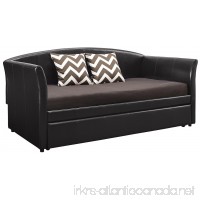 DHP Halle Upholstered Daybed and Trundle  Simple Design  Twin Size  Brown Faux Leather - B01AFUE9I8