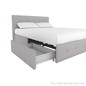 DHP Rose Upholstered Platform Bed with Under Bed Storage and Wooden Slats Button Tufted Headboard in Linen Queen Size - Grey - B076HZF1K2