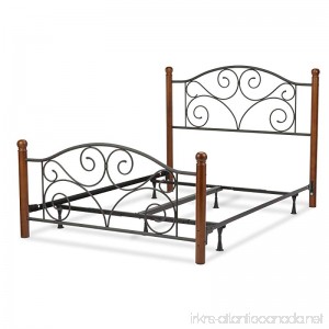 Doral Complete Bed with Metal Panels and Dark Walnut Wood Posts Matte Black Finish Queen - B002HWRBYM