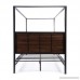 Great Deal Furniture Eatha Industrial Walnut Finished Acacia Wood Queen Size Canopy Bed with Black Metal Finished Iron Accents - B076HFRQB9
