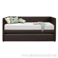 Homelegance Adra Fully Upholstered Daybed with Roll Out Trundle Bi-cast Vinyl Twin Dark Brown - B0716JY42Y