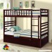 Merax Twin Over Twin Bunk Bed with Trundle Solid Wood Bunk Bed in Espresso Finish - B07DHFZ6L2