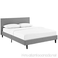 Modway Anya Upholstered Light Gray Platform Bed with Wood Slat Support in Queen - B01NBW0Z59