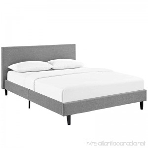 Modway Anya Upholstered Light Gray Platform Bed with Wood Slat Support in Queen - B01NBW0Z59