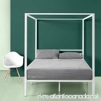 Zinus White Metal Framed Canopy Four Poster Platform Bed Frame/Strong Steel Mattress Support/No Box Spring Needed  Queen - B07FSWYH7R