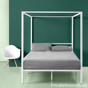 Zinus White Metal Framed Canopy Four Poster Platform Bed Frame/Strong Steel Mattress Support/No Box Spring Needed Queen - B07FSWYH7R