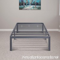 PrimaSleep 14 Inch Tall PT-2000 Simple and Sturdy Steel Slat NON-SLIP Round Edge Metal Bed Frame  Twin/X-Large  Gray - B071G5NBQ5