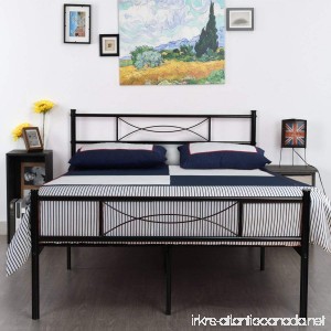 SimLife Metal Bed Frame Full Size 10 Legs Two Headboards Mattress Foundation Steel Double Platform Bed No Box Spring Needed Black - B01NBC7I7V