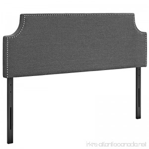 Modway Laura Upholstered Fabric Headboard Queen Size With Cut-Out Edges and Nailhead Trim In Gray - B01LJN1SR0