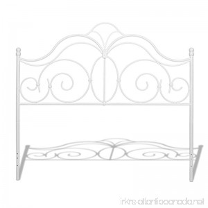 Rhapsody Metal Headboard with Curved Grill Design and Finial Posts Glossy White Finish Queen - B00HBWVZ6I
