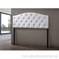 Wholesale Interiors Baxton Studio Myra Modern and Contemporary Faux Leather Upholstered Button-Tufted Scalloped Headboard Queen White - B011EUA2HK